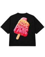 ROSE PICNIC ICE CREAM PRINT OVERSIZED SHIRT